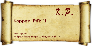 Kopper Pál névjegykártya