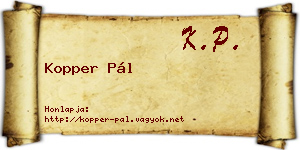 Kopper Pál névjegykártya
